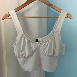 H&M cropped white corset-style top